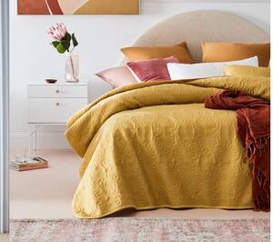 Zářivě žlutý prošívaný přehoz na postel 240 x 260 cm