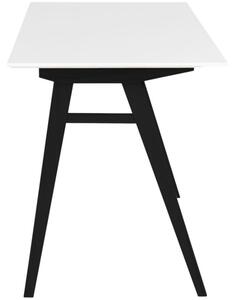 Nordic Living Bílý dřevěný pracovní stůl Vinay 120 x 60 cm s černou podnoží