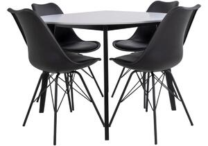 Nordic Living Bílý dřevěný kulatý jídelní stůl Vinay 105 cm s černou podnoží