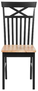 Sada 2 dřevěných jídelních židlí světlé dřevo/černá HOUSTON