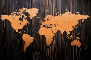 Tapeta oranžová mapa na dřevě