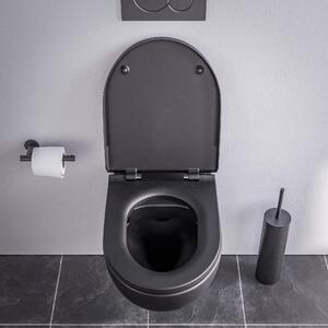 WC bez ráfku E-9030 v černé matné barvě - včetně víka s měkkým zavíráním