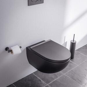 WC bez ráfku E-9030 v černé matné barvě - včetně víka s měkkým zavíráním