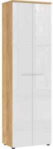 Bílá lesklá šatní skříň GEMA Adeil 198 x 60 cm