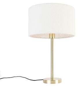 Klasická stolní lampa mosazná se stínítkem bílá 35 cm - Simplo