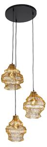 Orientální závěsná lampa zlatá kulatá 3-světelná - Vadi
