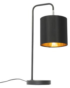 Moderní stolní lampa černá se zlatým interiérem - Lofty
