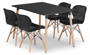 Jídelní stůl ADRIA černý se čtyřmi židlemi LAGO sametové černé