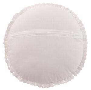 Bílý bavlněný kulatý polštář s krajkou Lace white - Ø 38*12cm