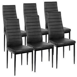 Jídelní židle – Kuchyňská židle – Ergonomická čalouněná židle – Černá – Sada umělé kůže