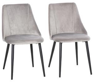 Jídelní židle - Kuchyňská židle - Židle s opěradlem - Pohodlná židle - Židle čalouněná velurem - Šedá barva - Ergonomický design