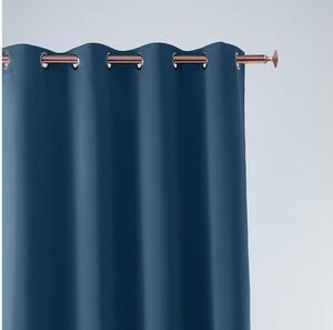 Vysoce kvalitní jednobarevný modrý závěs s kroužky na zavěšení 140 x 260 cm