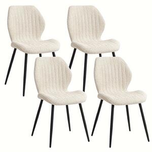 Jídelní židle – křeslo s tvarovaným sedákem – otočná židle – styl mid-century modern – ergonomická – béžová látka – sada 4 kusů