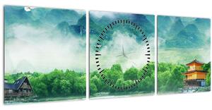 Obraz - Snová krajina (s hodinami) (90x30 cm)