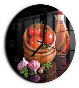 Skleněné nástěnné hodiny Rajčata a česnek zsoc-fi30-00181661