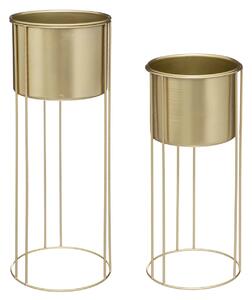 KOVOVÝ KVĚTINÁČ SE STOJÁNEM MAX GOLD SADA 2KS 58X21,5 CM+41,5X18,5 CM ZLATÁ
