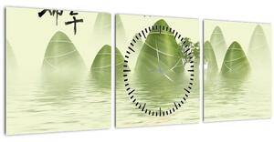 Obraz - Údolí zelených hor (s hodinami) (90x30 cm)
