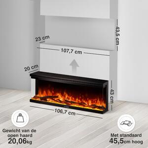 Elektrické krbové topidlo, 42 palců - 1800 wattů - černé barvy - s 3D efektem plamene - dekorativní krb pro interiéry