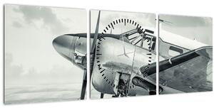 Obraz - Letadlo (s hodinami) (90x30 cm)