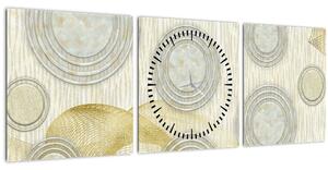 Obraz - Abstrakce, mramorové kruhy (s hodinami) (90x30 cm)