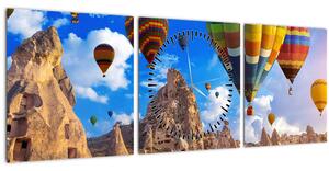 Obraz - Horkovzdušné balóny, Cappadocia, Turkey. (s hodinami) (90x30 cm)