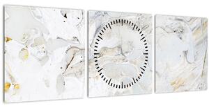 Obraz - Olejový papír s mramorovým designem (s hodinami) (90x30 cm)