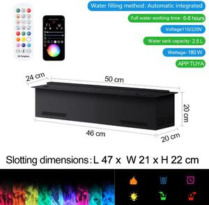 3D inteligentní elektrický krb - Elektrický nástěnný krb - Krb pro vytvoření atmosféry - Krb s LED osvětlením - Zvlhčovač vzduchu