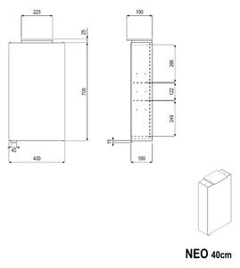 Zrcadlová skříňka NEO s osvětlením LED a zásuvkou - 40 cm - 1 dvířka