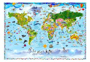 Dětská tapeta mapa světa + lepidlo ZDARMA Velikost (šířka x výška): 150x105 cm