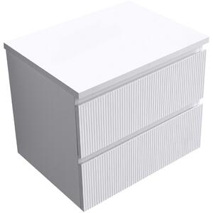 Koupelnová skříňka Carole + deska pod umyvadlo Navira Pro - 36 mm - bílá matná rýhovaná - 60x51,6x46 cm