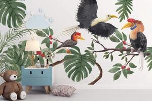Nálepka na zeď pro děti ptáky v džungli 80 x 160 cm