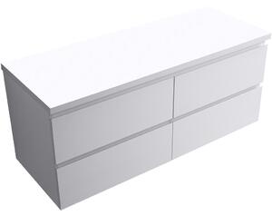 Koupelnová skříňka Carole + deska pod umyvadlo Navira Pro - 36 mm - bílá matná - 120x51,6x46 cm