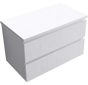 Koupelnová skříňka Carole + deska pod umyvadlo Navira Pro - 36 mm - bílá matná rýhovaná - 80x51,6x46 cm