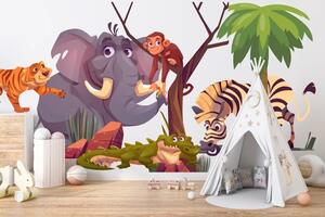 Nálepka na zeď pro děti animovaná zvířata Madagaskar 60 x 120 cm