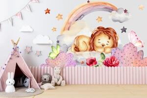 Nálepka na zeď pro děti se spícím lvíčkem 80 x 160 cm