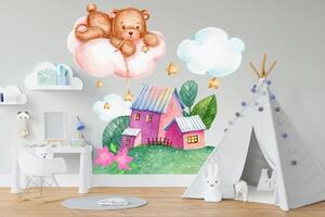 Nálepka pro děti pohádkový domeček s medvídkem 60 x 120 cm