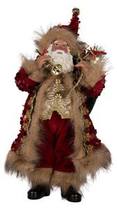 Vánoční figurka Santa Claus ve zdobeném kabátě s kožešinovým okrajem – 16x8x28 cm