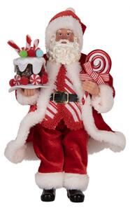 Vánoční figurka Santa Claus s dortem a sladkostmi – 16x8x28 cm