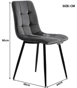 Sada čtyř jídelních židlí – potažené sametem, s robustní kovovou konstrukcí a ergonomickým designem