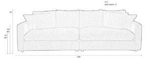 Krémově bílá látková třímístná pohovka ZUIVER SENSE 266 cm