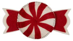 Dekorativní vánoční filcová miska / tácek červeno-bílý bonbon – 30x18x4 cm