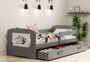 Dětská postel PHILIP P1 + úložný prostor + matrace + rošt ZDARMA, 80x160 cm, bílý/kočka