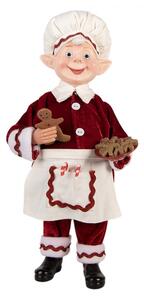 Vánoční figurka kouzelný elf s talířem perníčků – 13x10x28 cm