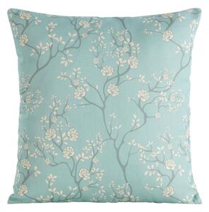 Modrý povlak na polštář s romantickým vzorem bílých květů Šírka: 45 cm | Dĺžka: 45 cm