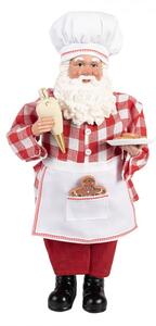 Vánoční figurka Santa Claus peče a zdobí perníčky – 22x19x45 cm