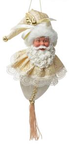 Zlato-bílá závěsná dekorace Santa Claus se střapcem – 35 cm