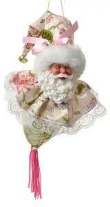 Zeleno-růžová závěsná dekorace Santa Claus se střapcem – 35 cm