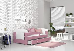 Dětská postel JAKUB P1 COLOR, 80x180, včetně ÚP, bílý/růžový