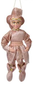Růžová závěsná dekorace Pierot v masce – 30 cm