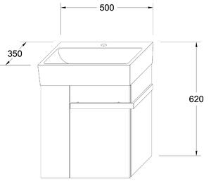 Kompaktní sada koupelnového nábytku 500 pro WC pro hosty s umyvadlem - možnost volby barvy